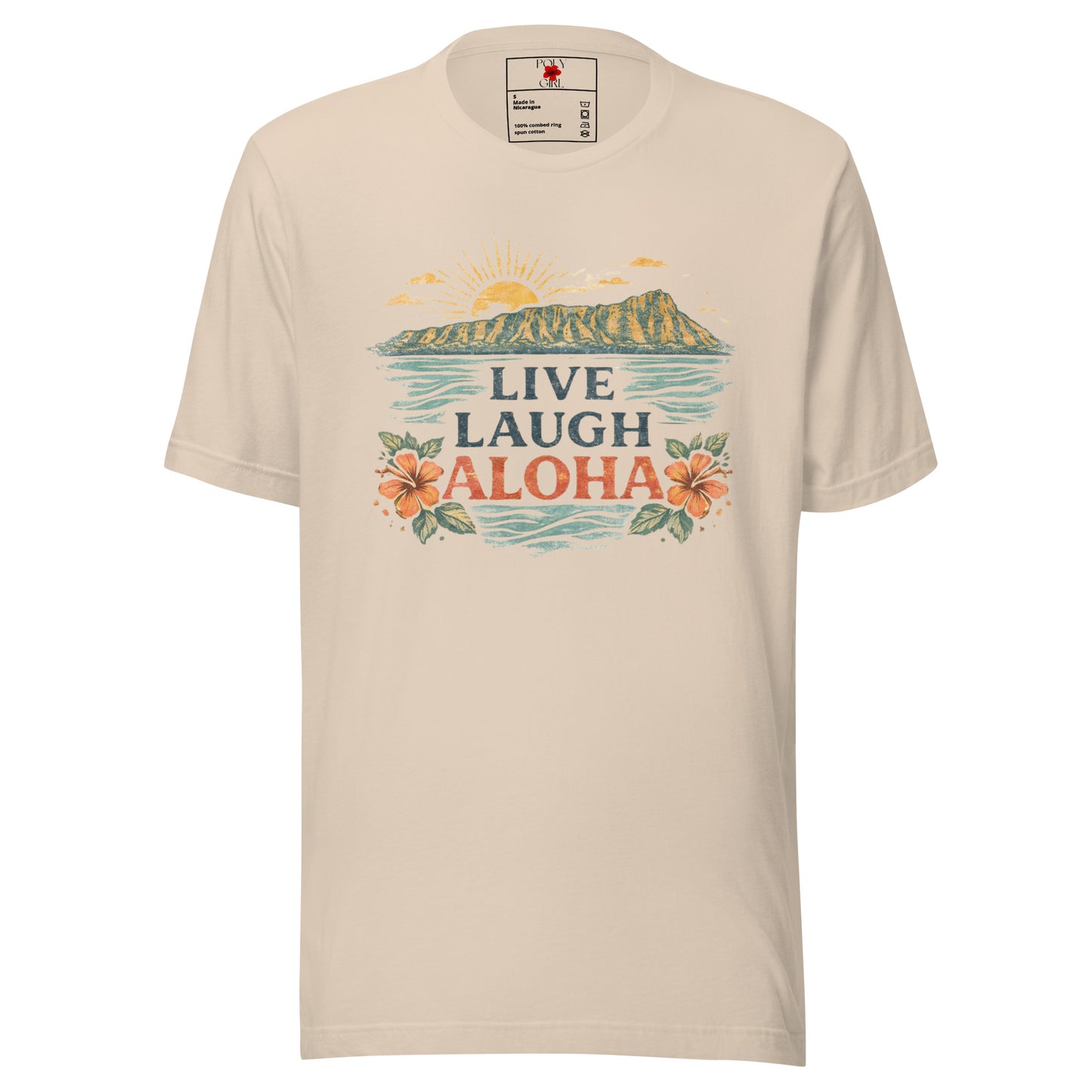 Live Love Aloha Hawaii Tee in cream color by Poly Girl 
