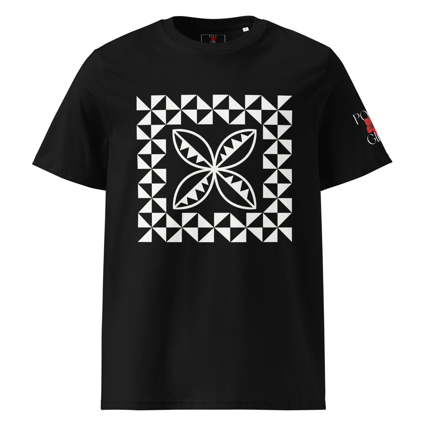 Manulua Polynesian Motif Tee in black by Poly Girl
