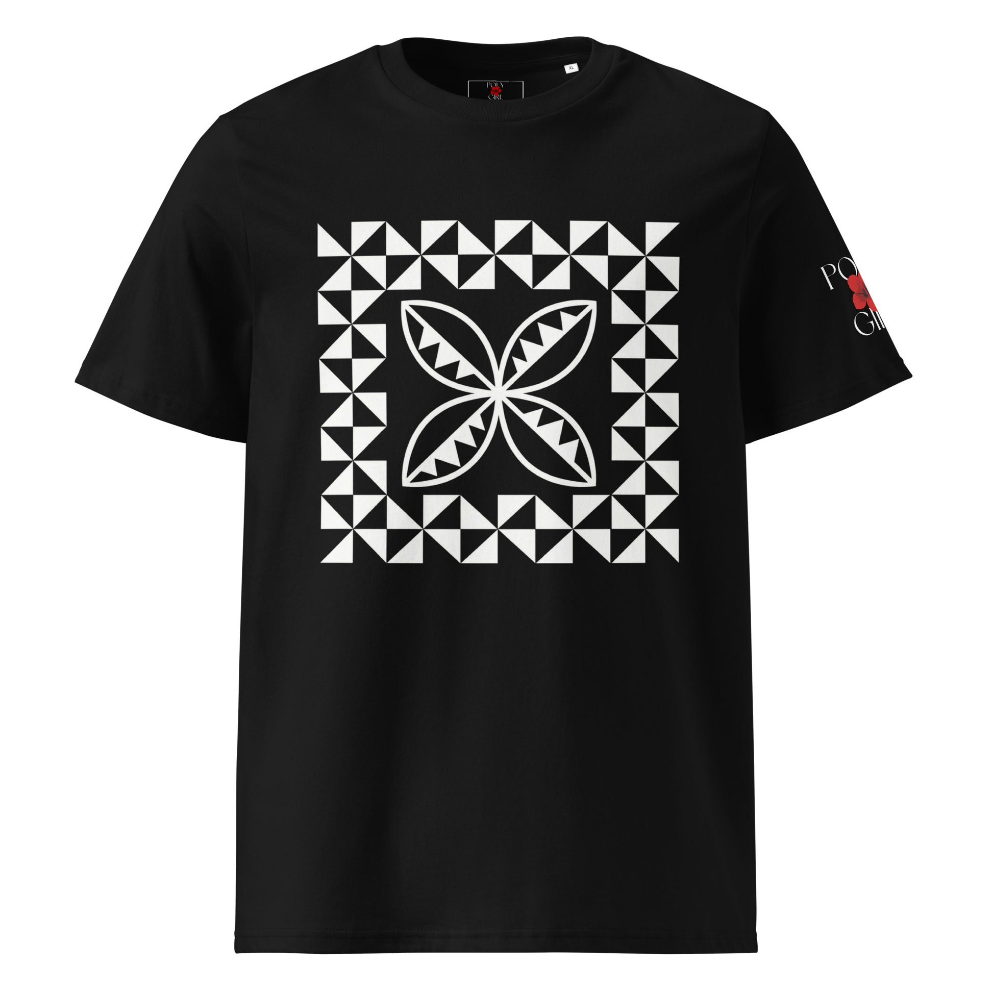 Manulua Polynesian Motif Tee in black by Poly Girl