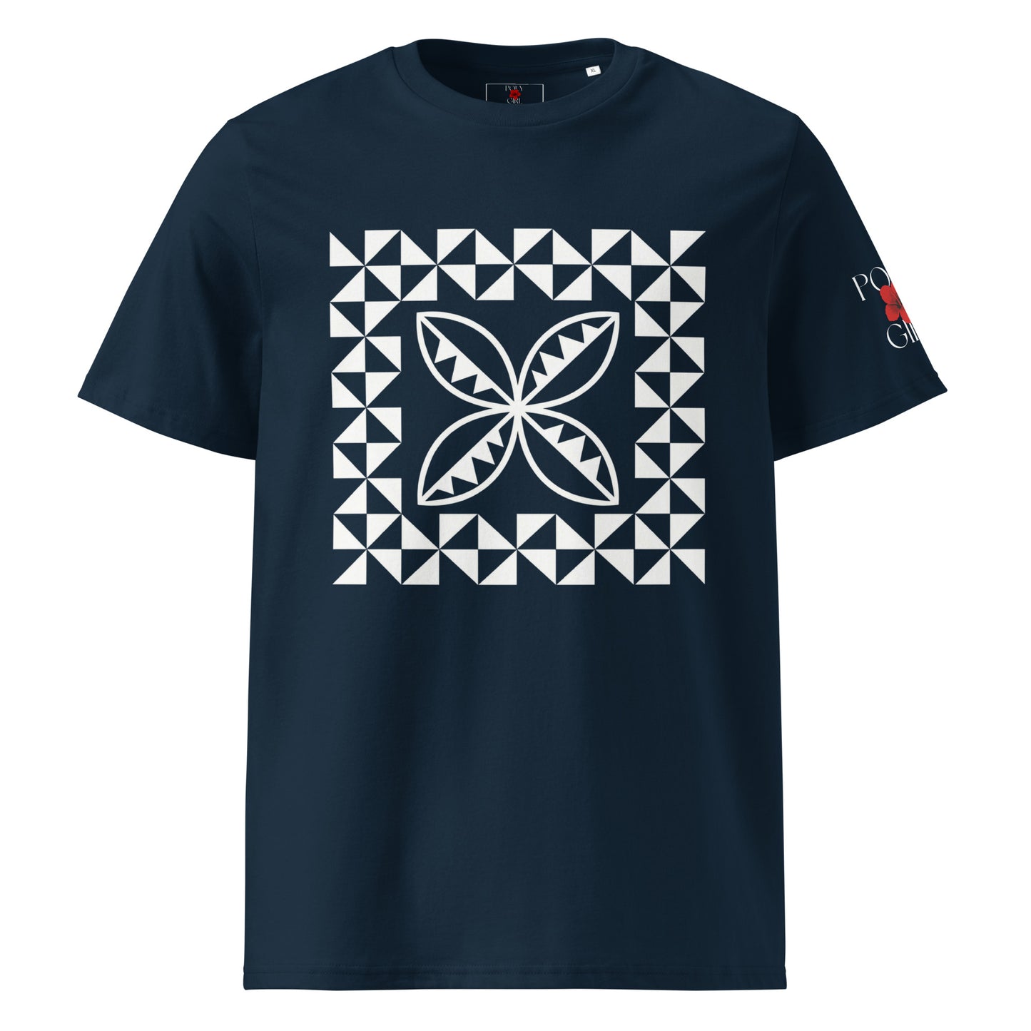 Manulua Polynesian Motif Tee in blue by Poly Girl