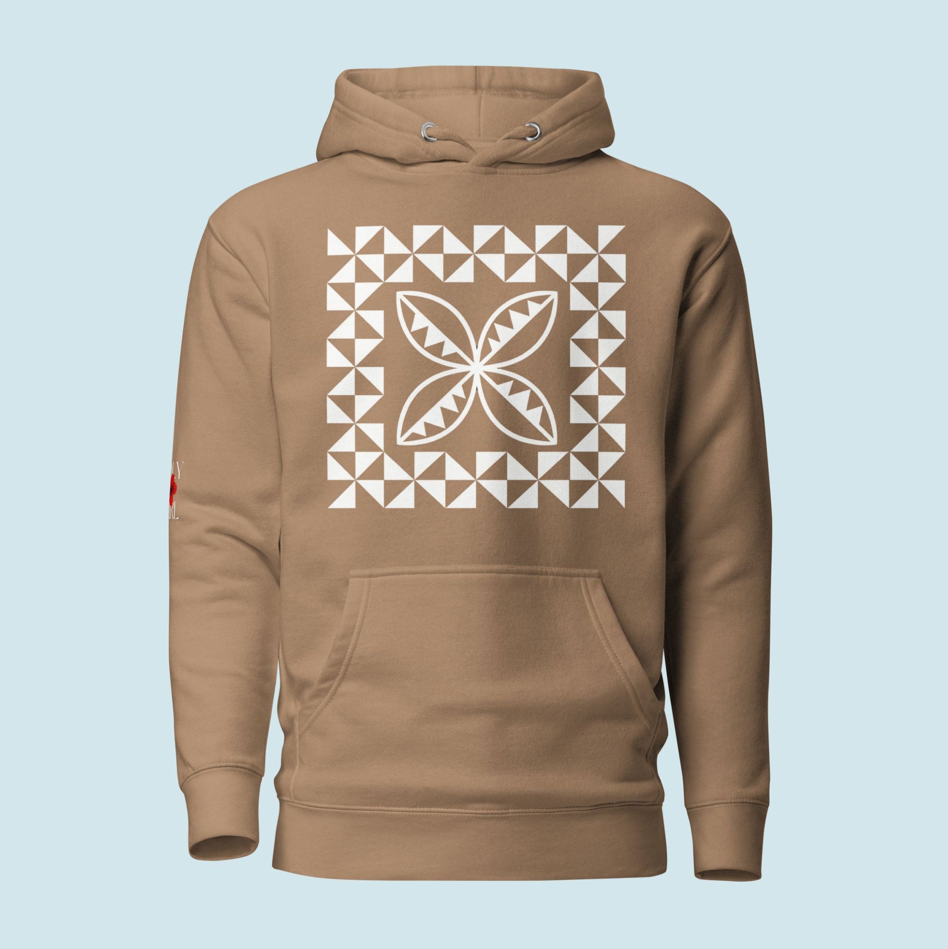 Latte color hoodie with Manulua design