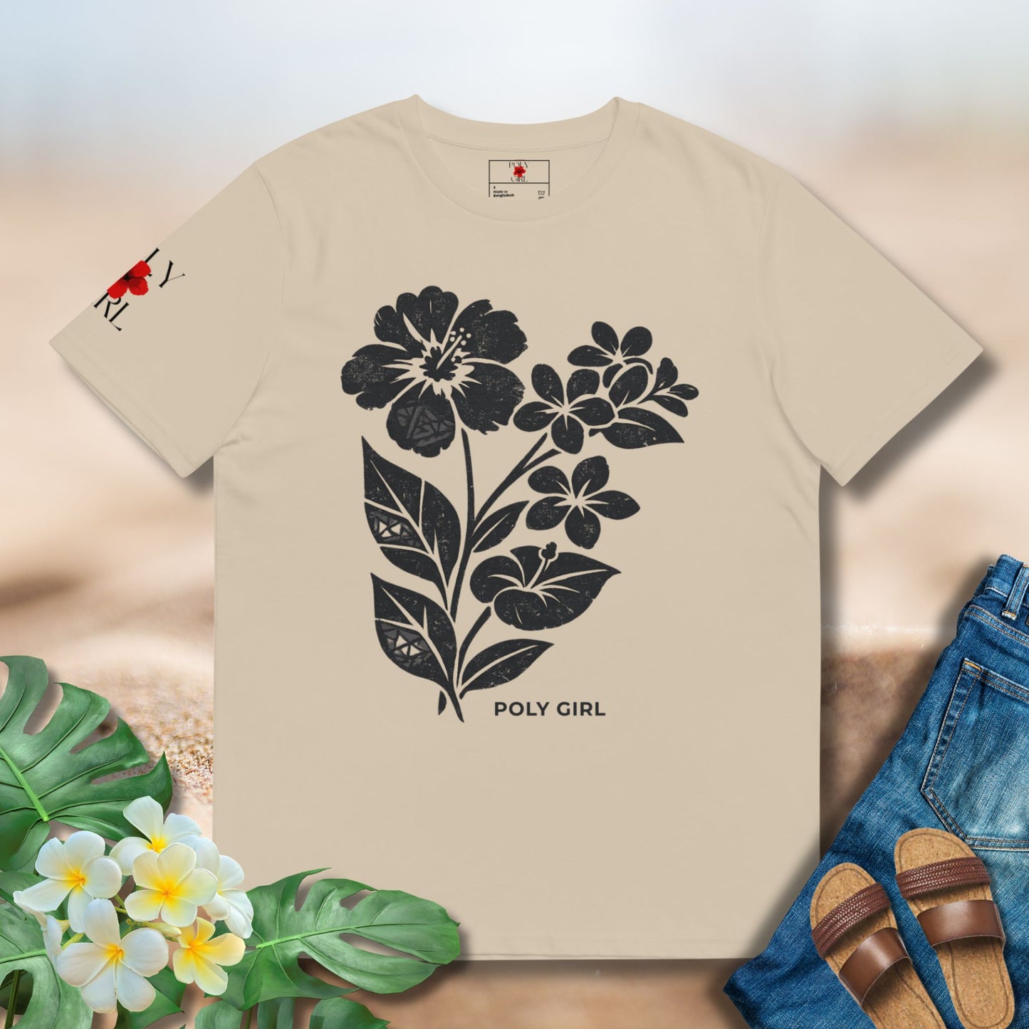 Graphic design of different flowers and leaves from the same root - Many Paths One Root Tee by Poly Girl