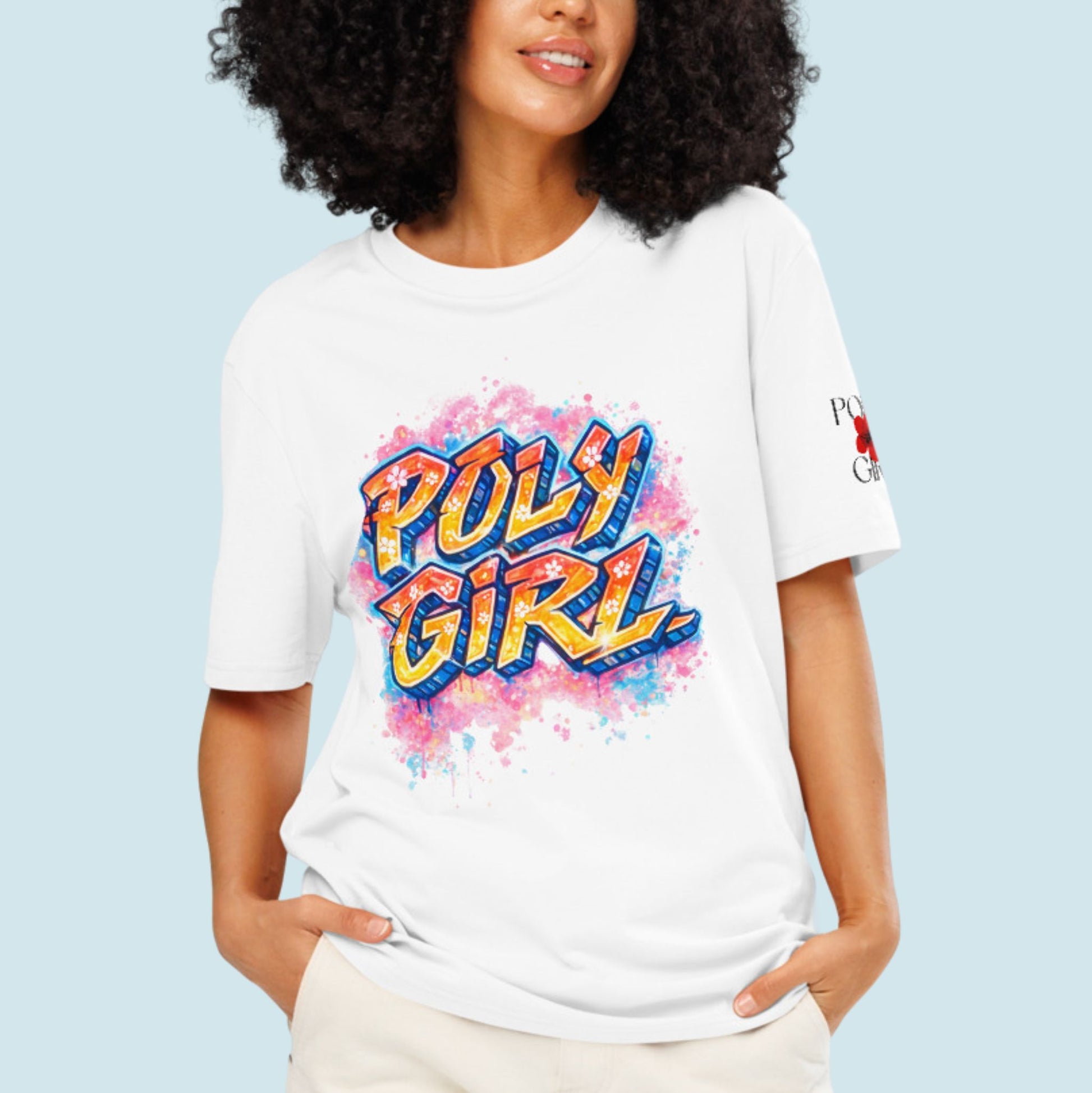 Model wearing Pua Power Tee by Poly Girl 