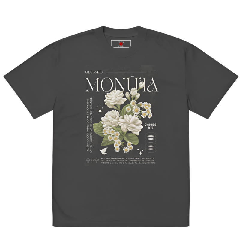 Monū'ia tshirt by Poly Girl in Faded Black