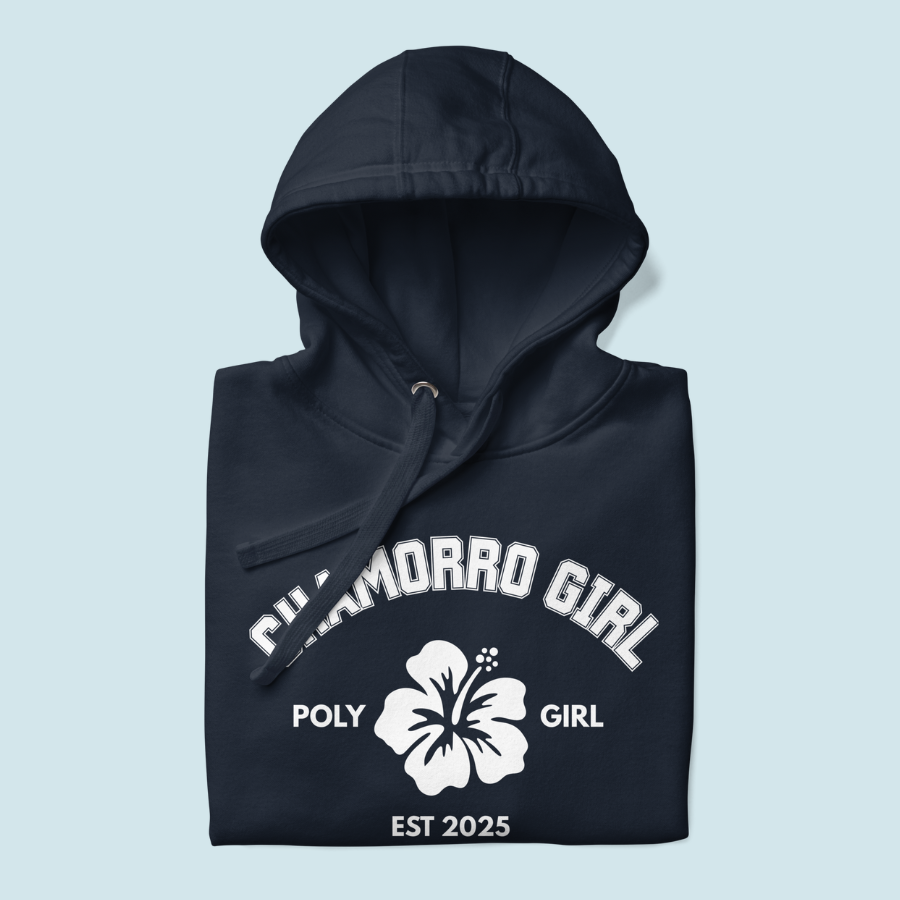 Navy Chamorro Girl Classic Hoodie folded image