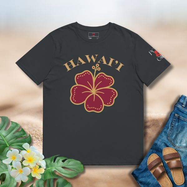 Organic cotton Hawai‘i Hibiscus Tee by Poly Girl with iconic island graphic