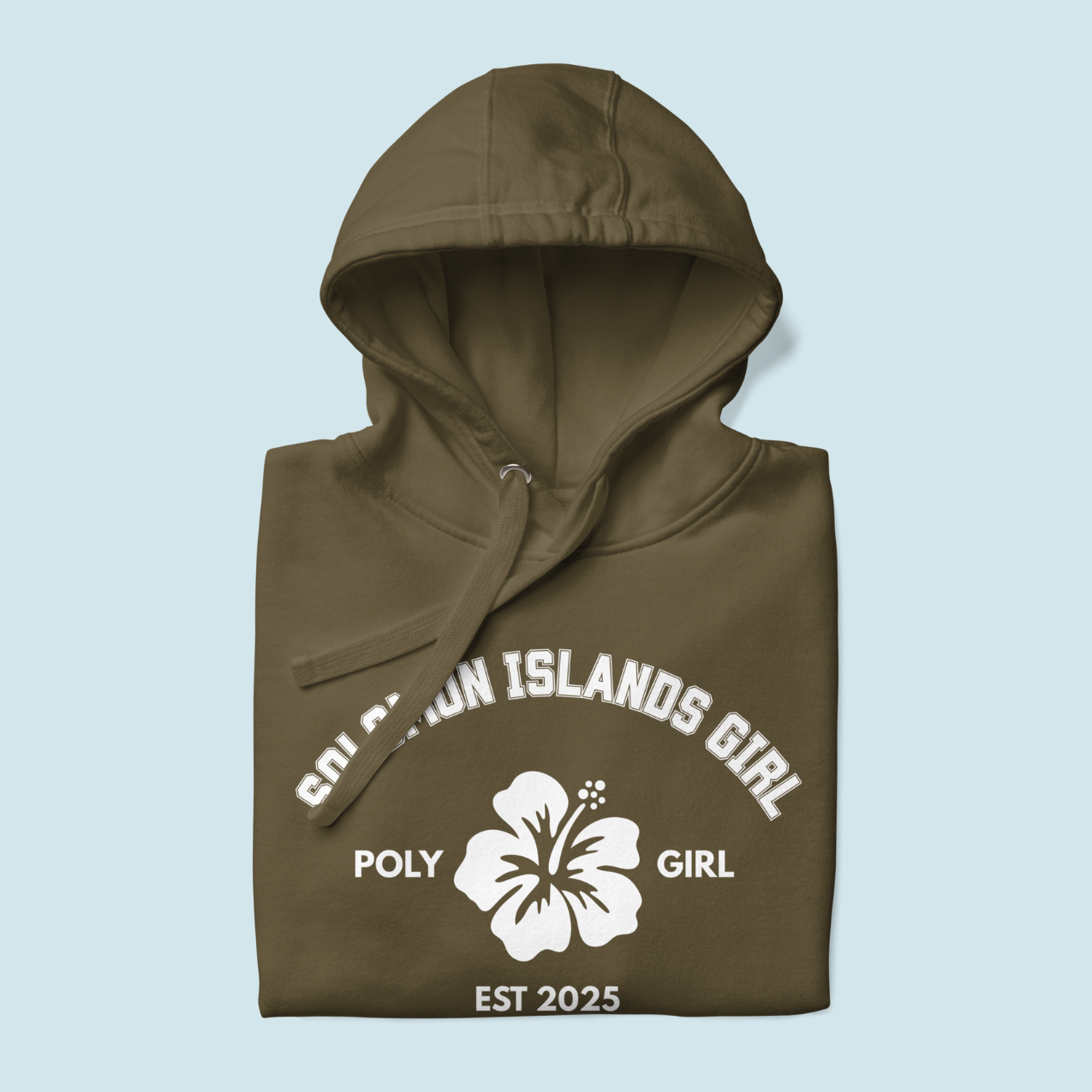 Poly Girl Solomon Islands Girl hoodie front view folded