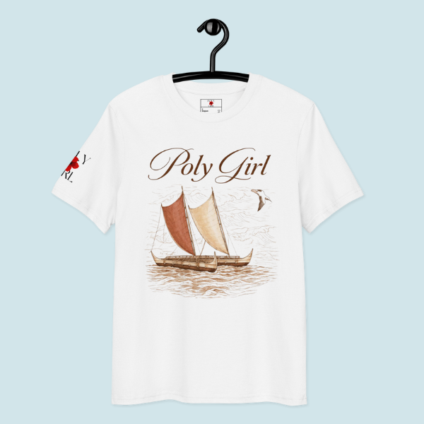 White tshirt with hulled canoe image by Poly Girl on a hanger