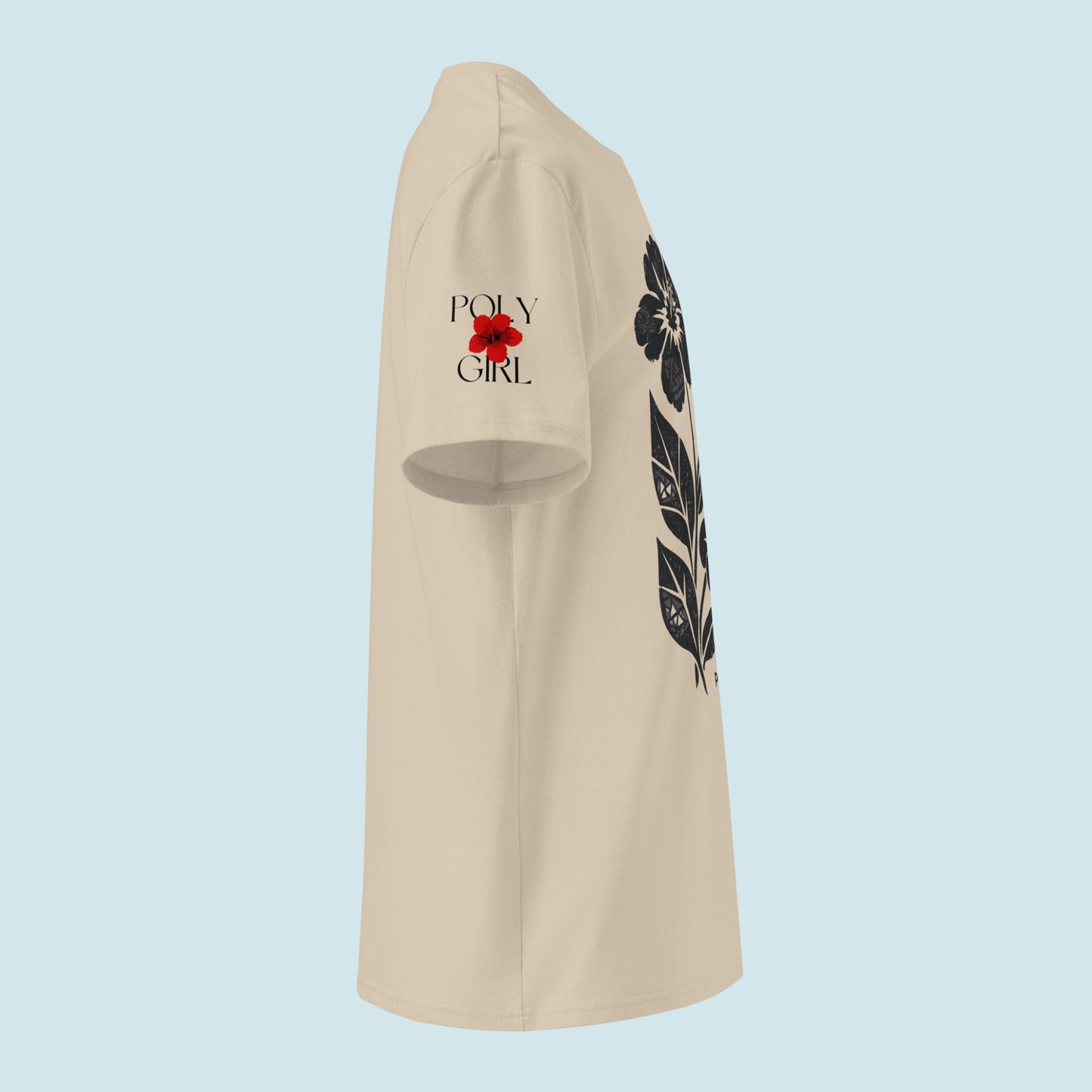 Poly Girl logo on sleeve of Many Paths Tee