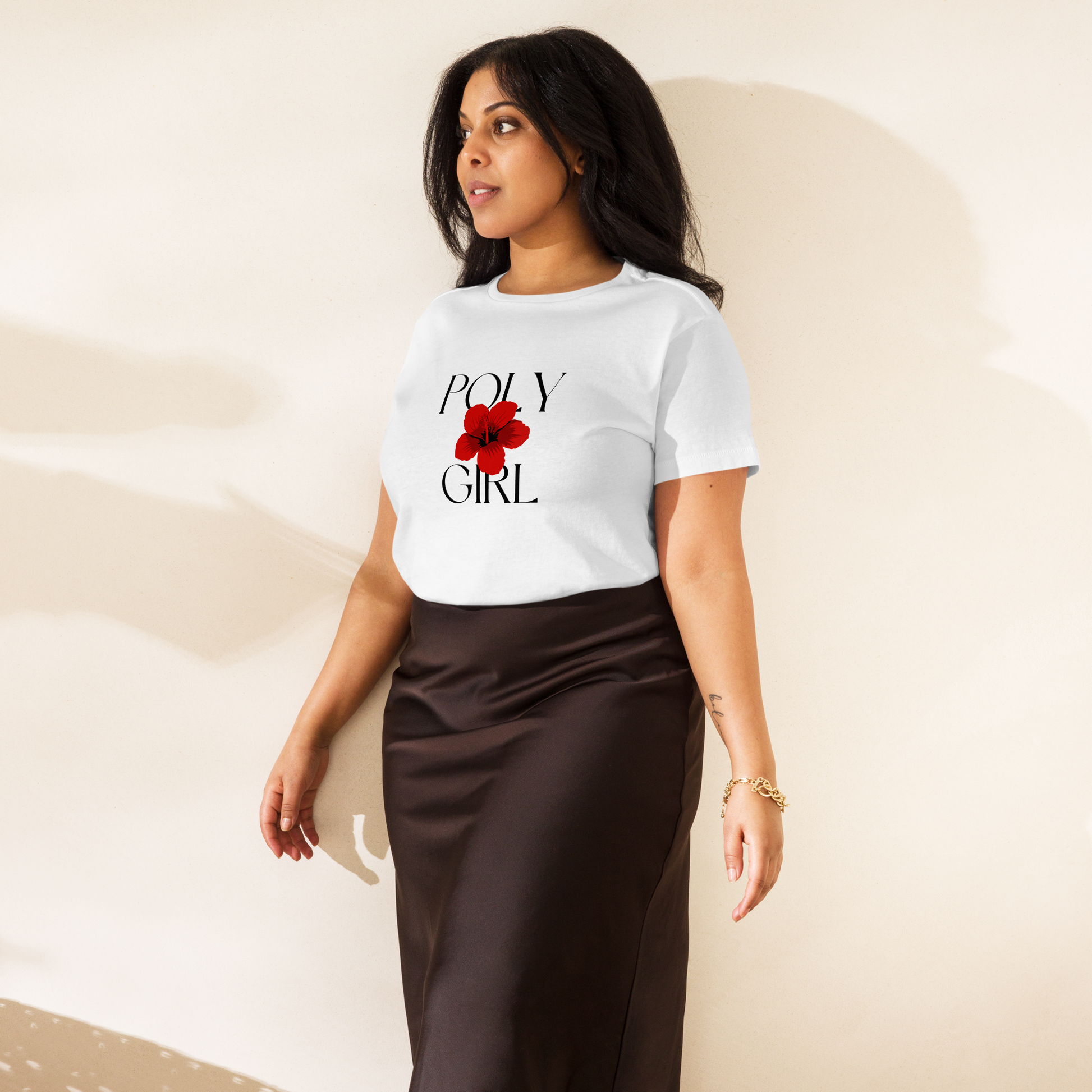 Poly Girl logo in high waisted t-shirt