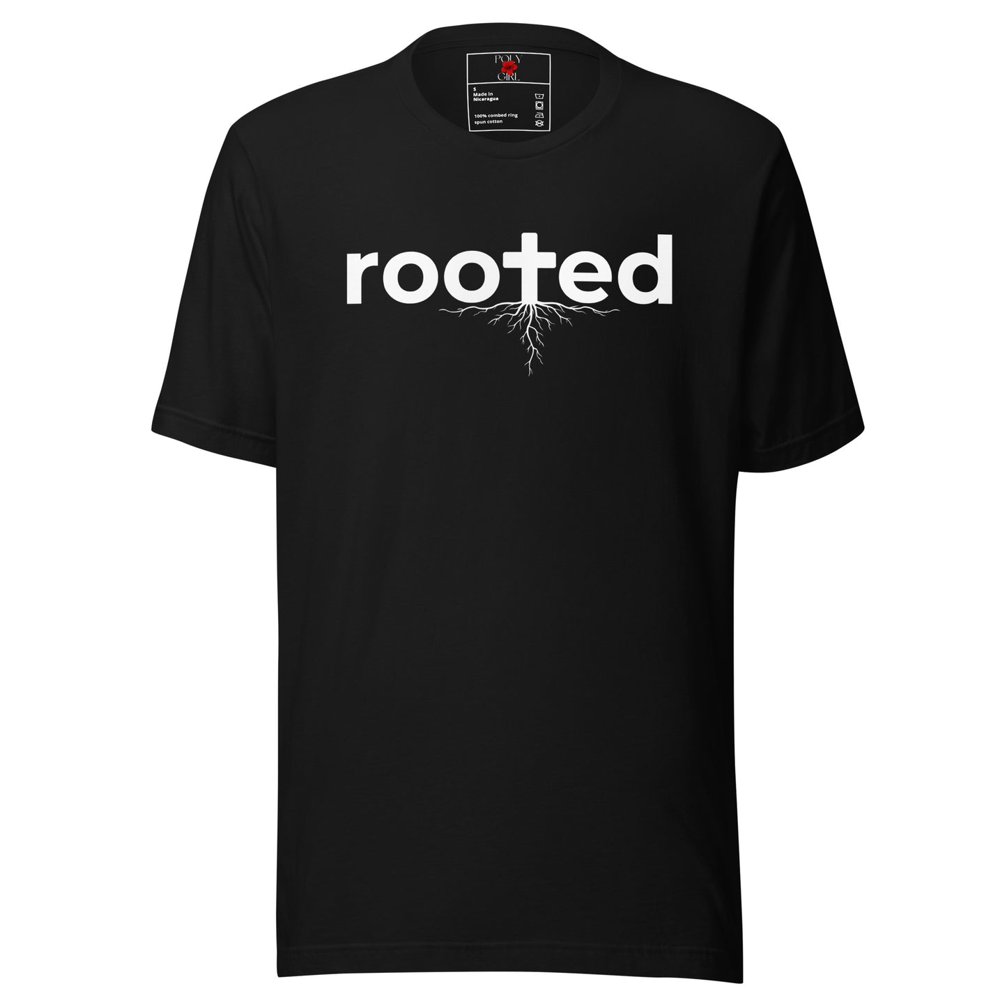 Rooted Tshirt in black by Poly Girl