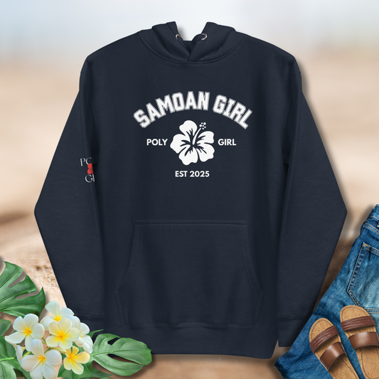Samoan Girl Classic Hoodie by Poly Girl in navy