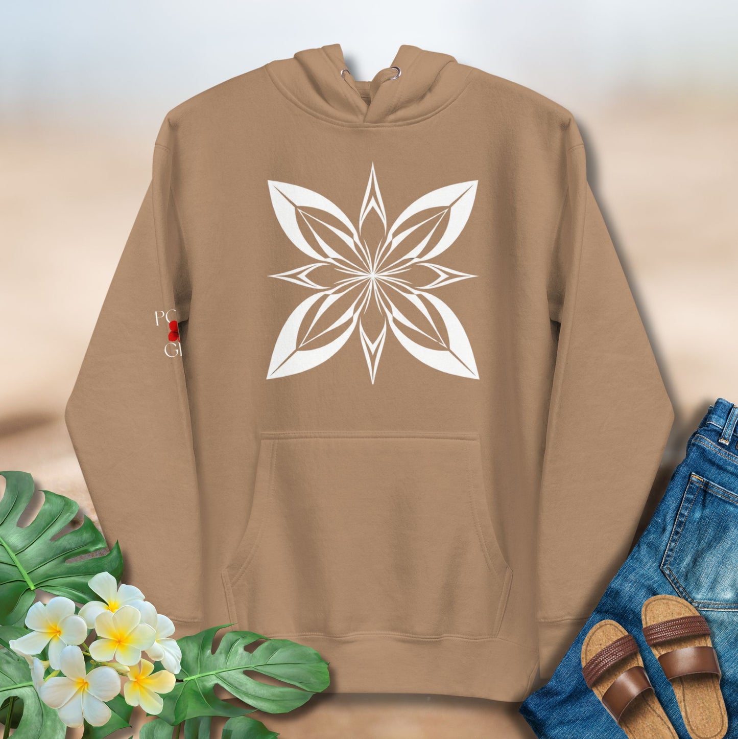 Samoan Siapo Motif Hoodie in lgiht brown