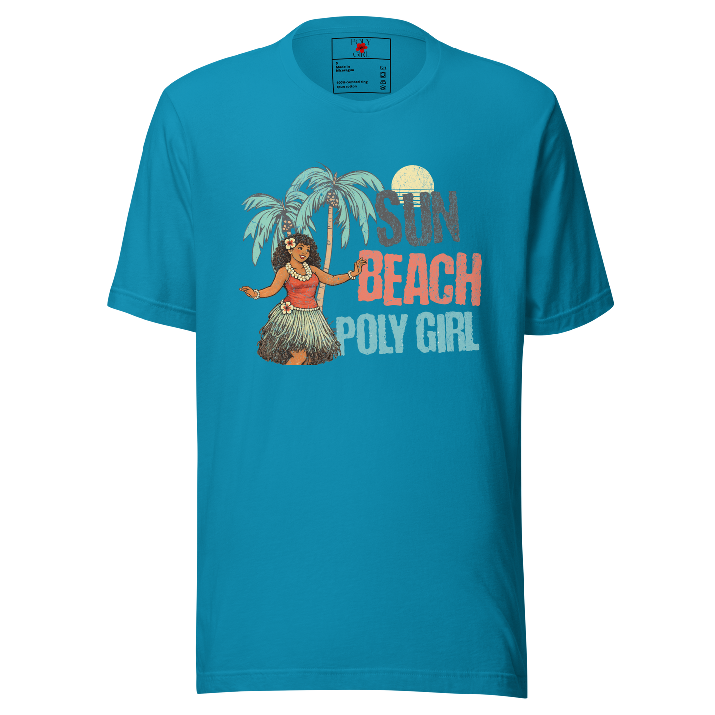 Sun Beach Poly Girl Tee by Poly Girl in aqua