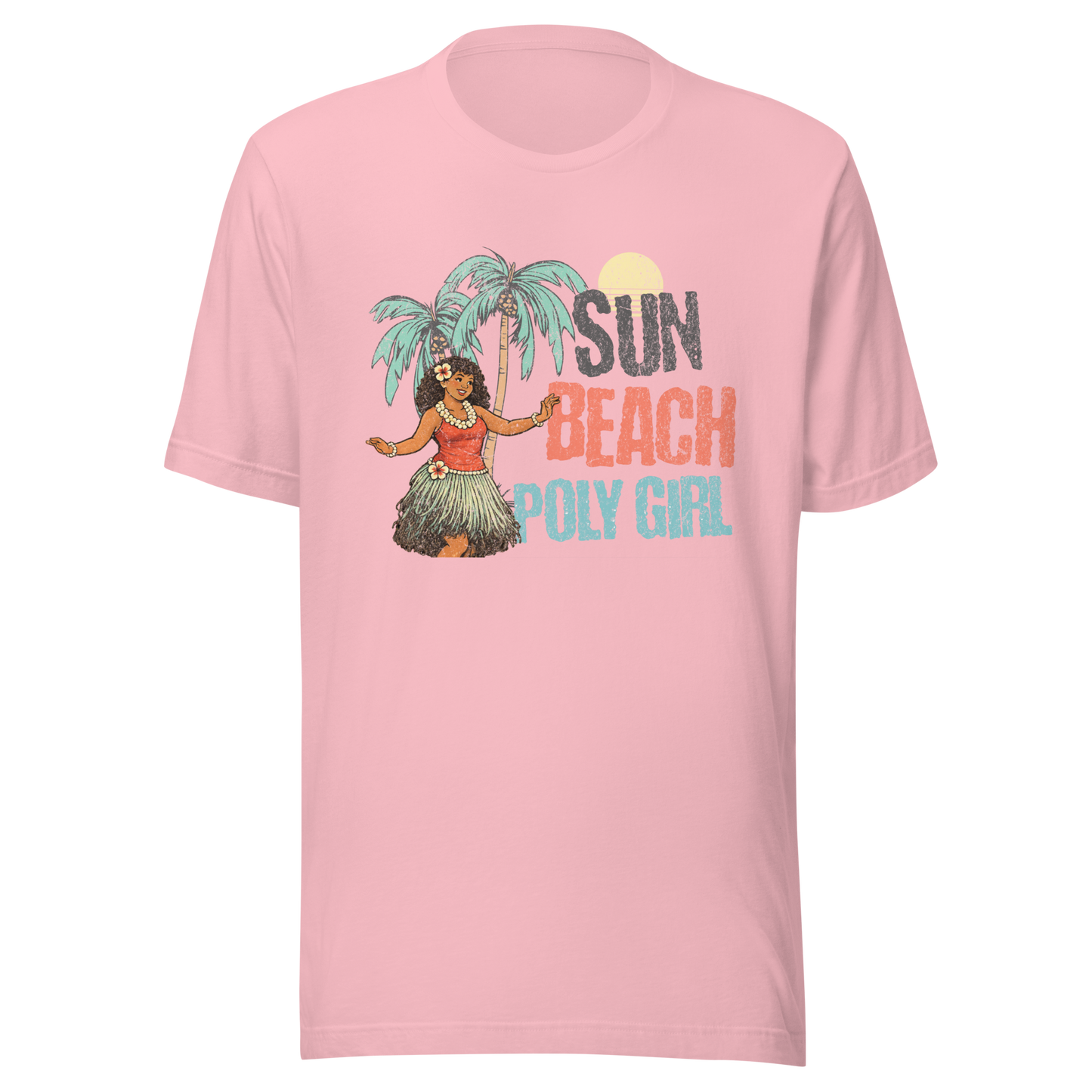 Sun Beach Poly Girl Tee by Poly Girl in pink
