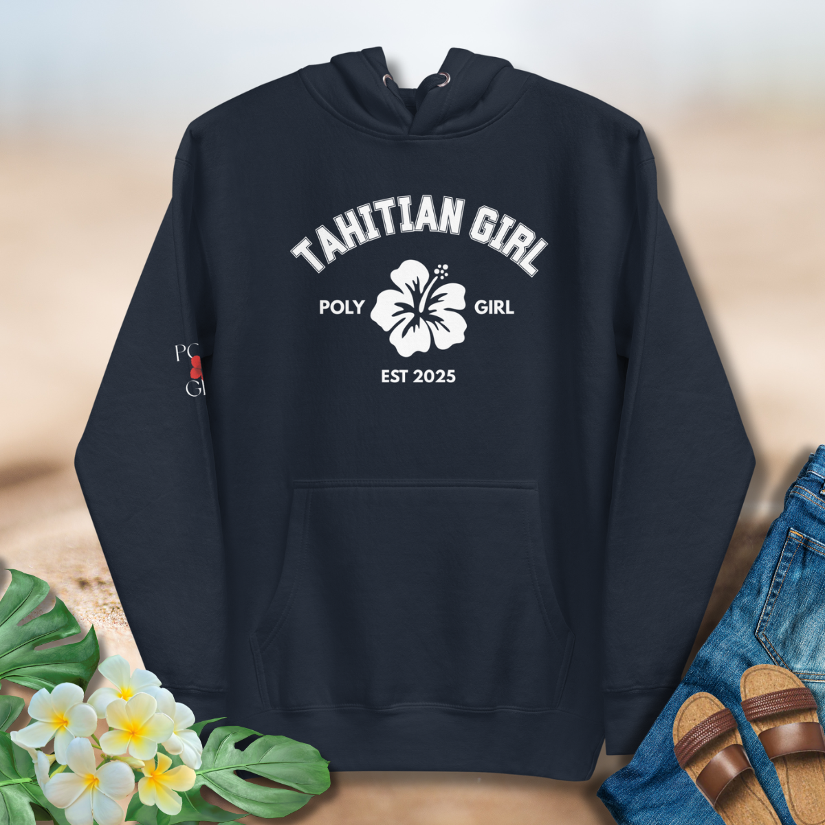 Tahitian Girl Classic Hoodie by Poly Girl in Blue
