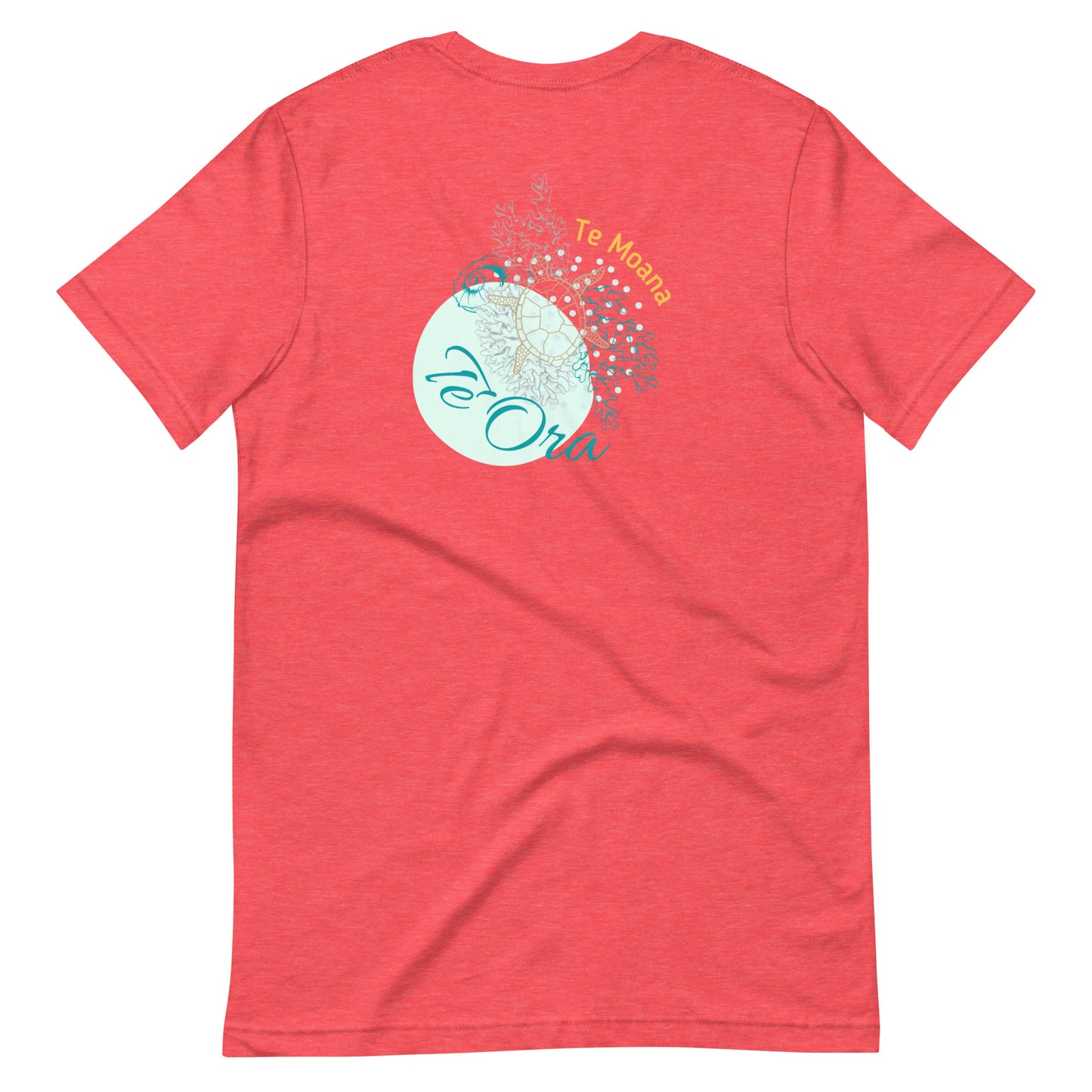Te Moana, Te Ora Tee, a Tahitian Ocean-Inspired Shirt In Salmon Color