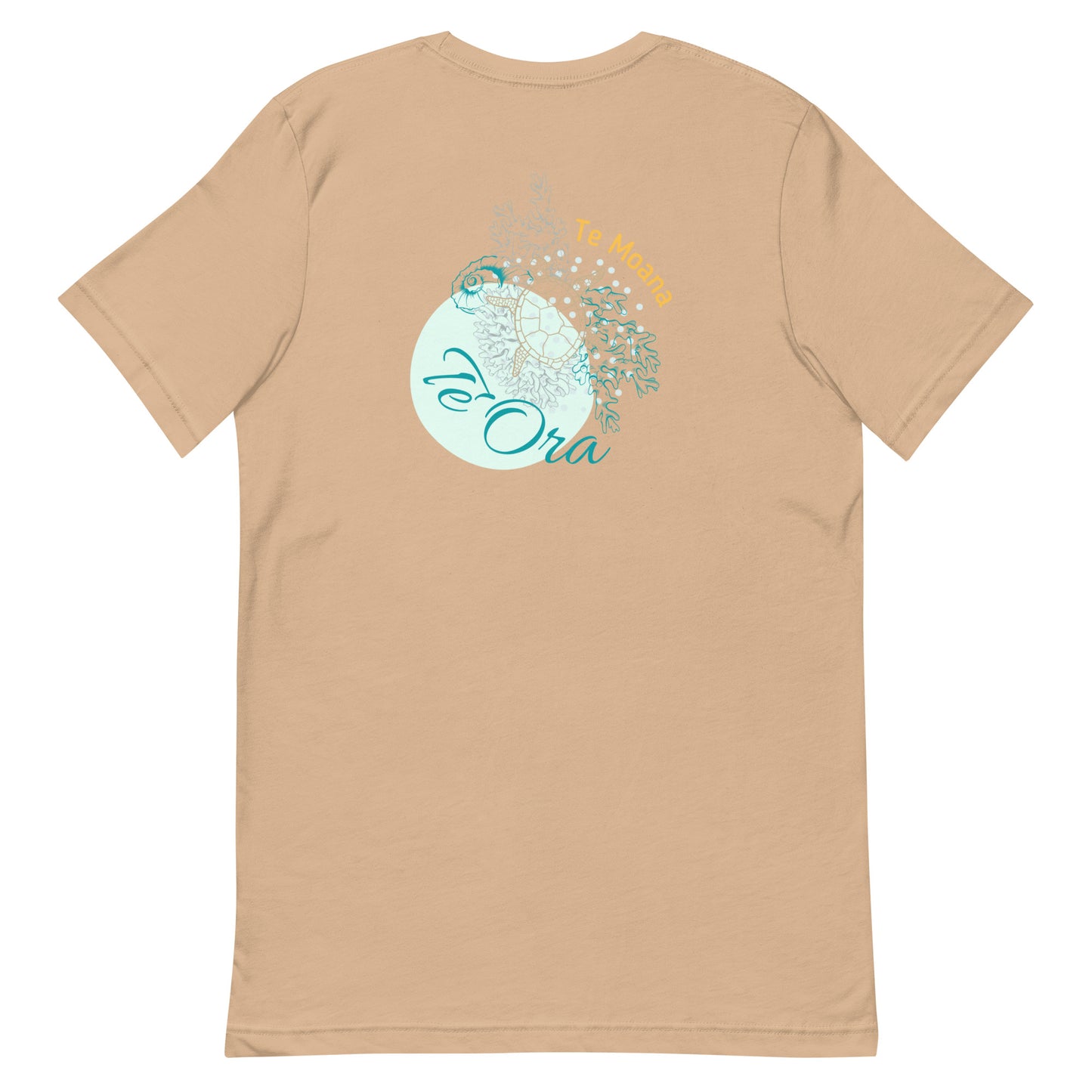 Te Moana, Te Ora Tee, a Tahitian Ocean-Inspired Shirt In Tan Color