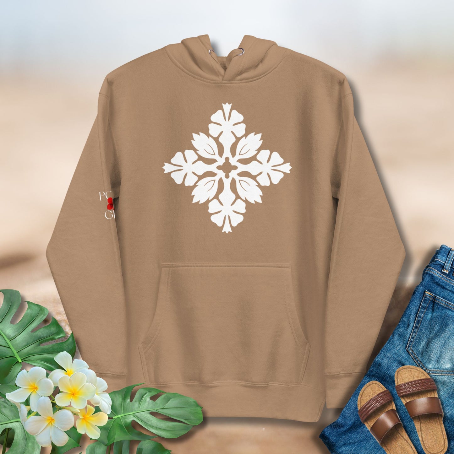 The Kapa Kuiki Motif Hoodie in Latte
