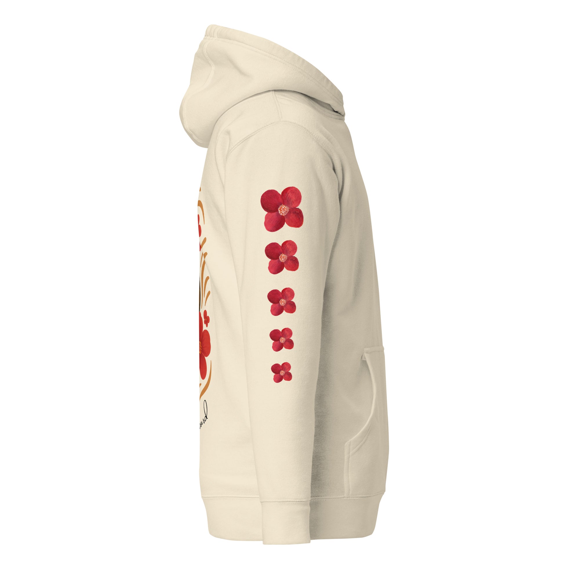 Tonga Hoodie with heilala flowers on the sleeve