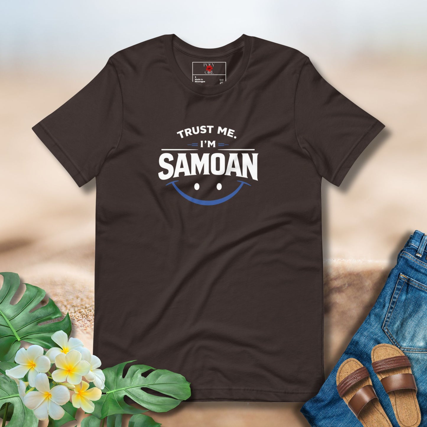 Trust Me I'm Samoan Tee in Brown
