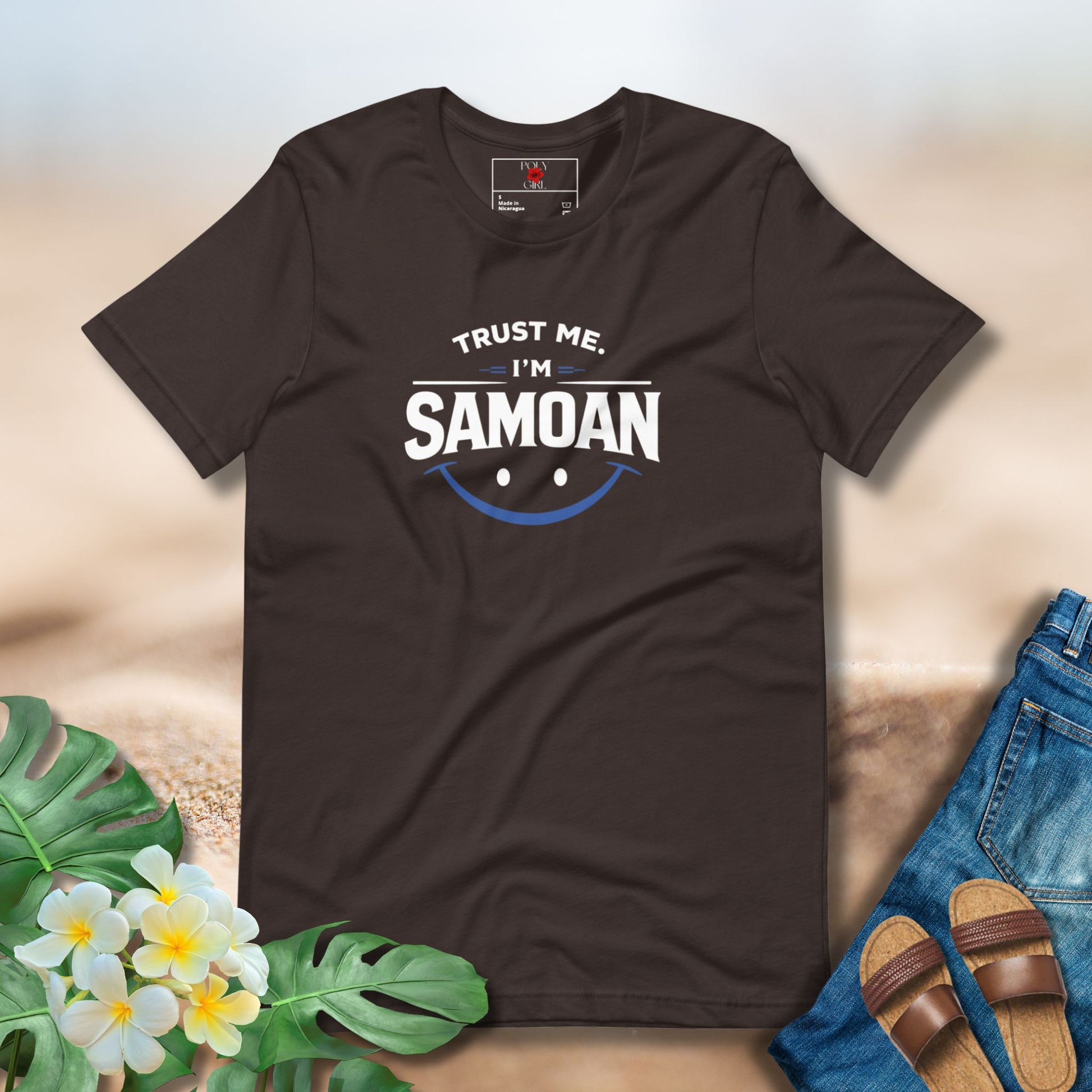 Trust Me I'm Samoan Tee in Brown