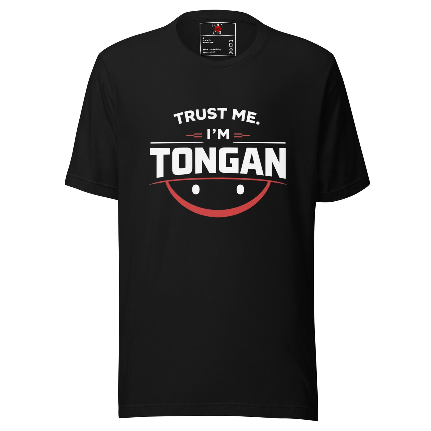 Trust Me I'm Tongan Tee in black by Poly Girl