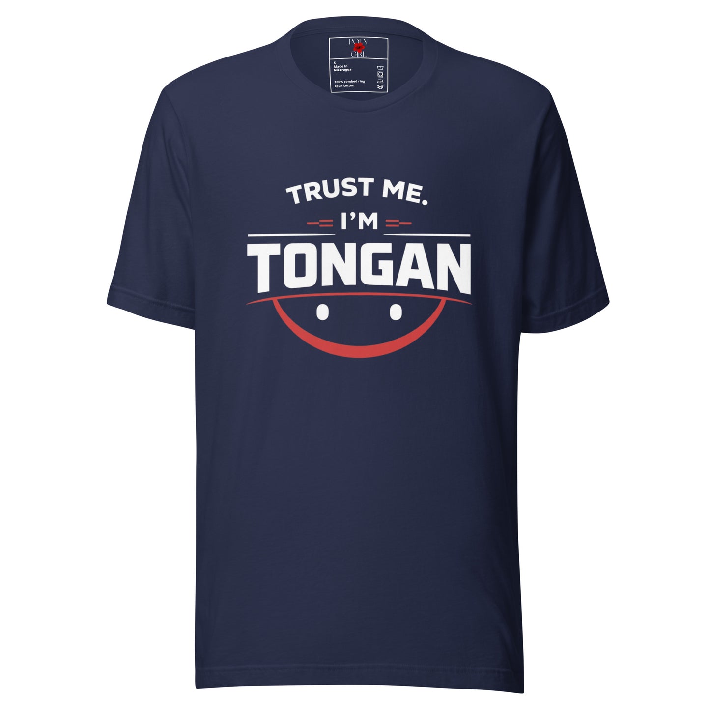 Trust Me I'm Tongan Tee in blue by Poly Girl