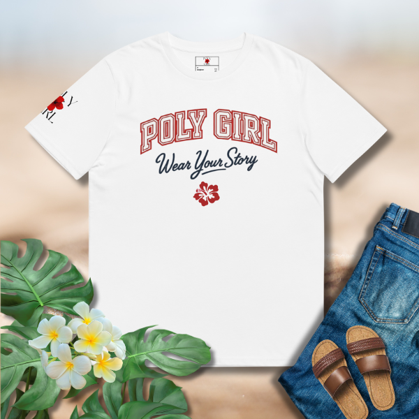 Poly Girl Varsity Tee showcasing classic varsity-inspired graphic
