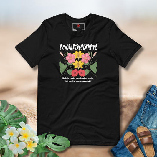 Fijian Wananavu Tshirt in Black by Poly Girl