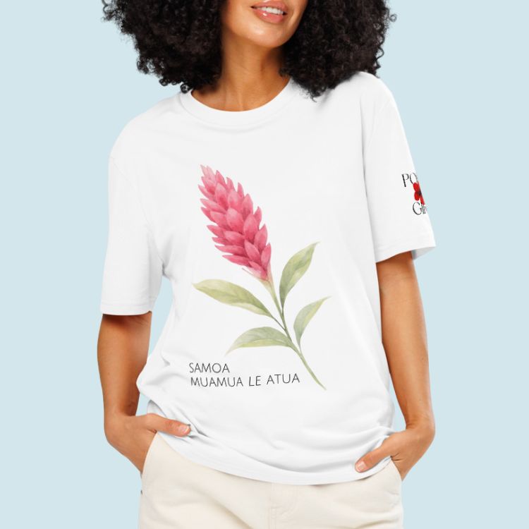 Soft watercolor red ginger artwork symbolizing faith and heritage by Poly Girl