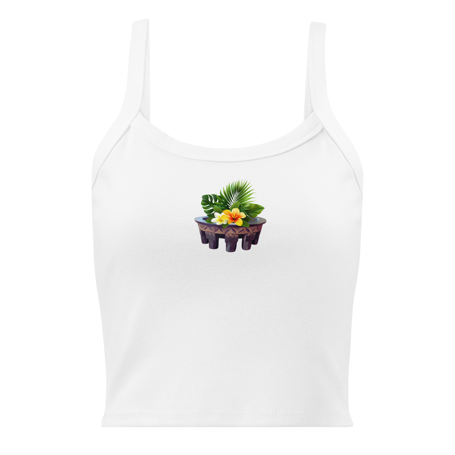 White Tank Top with Kava Bowl Floral by Poly Girl 