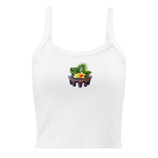White Tank Top with Kava Bowl Floral by Poly Girl 