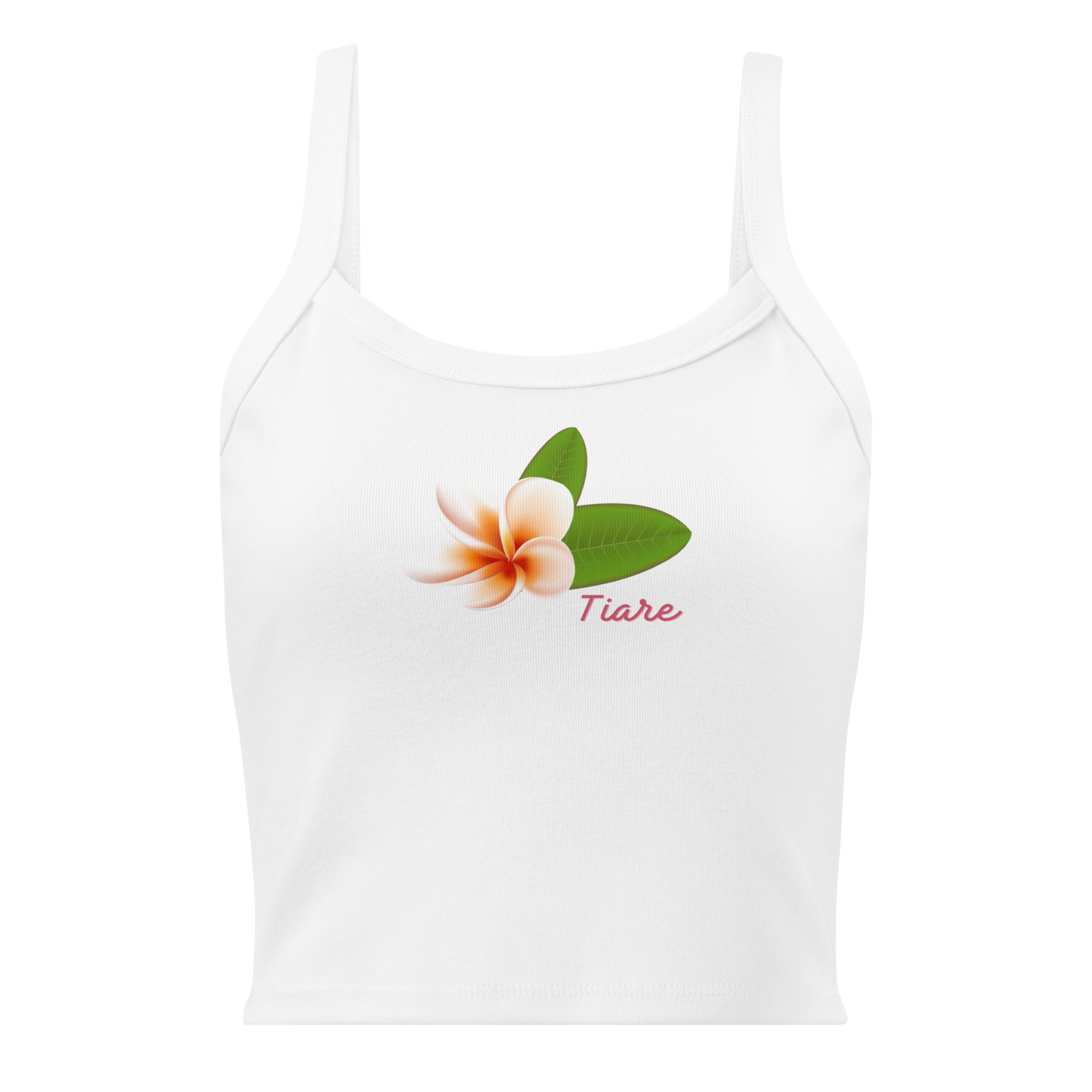 White Tank Top with Tiare Flower Design by Poly Girl