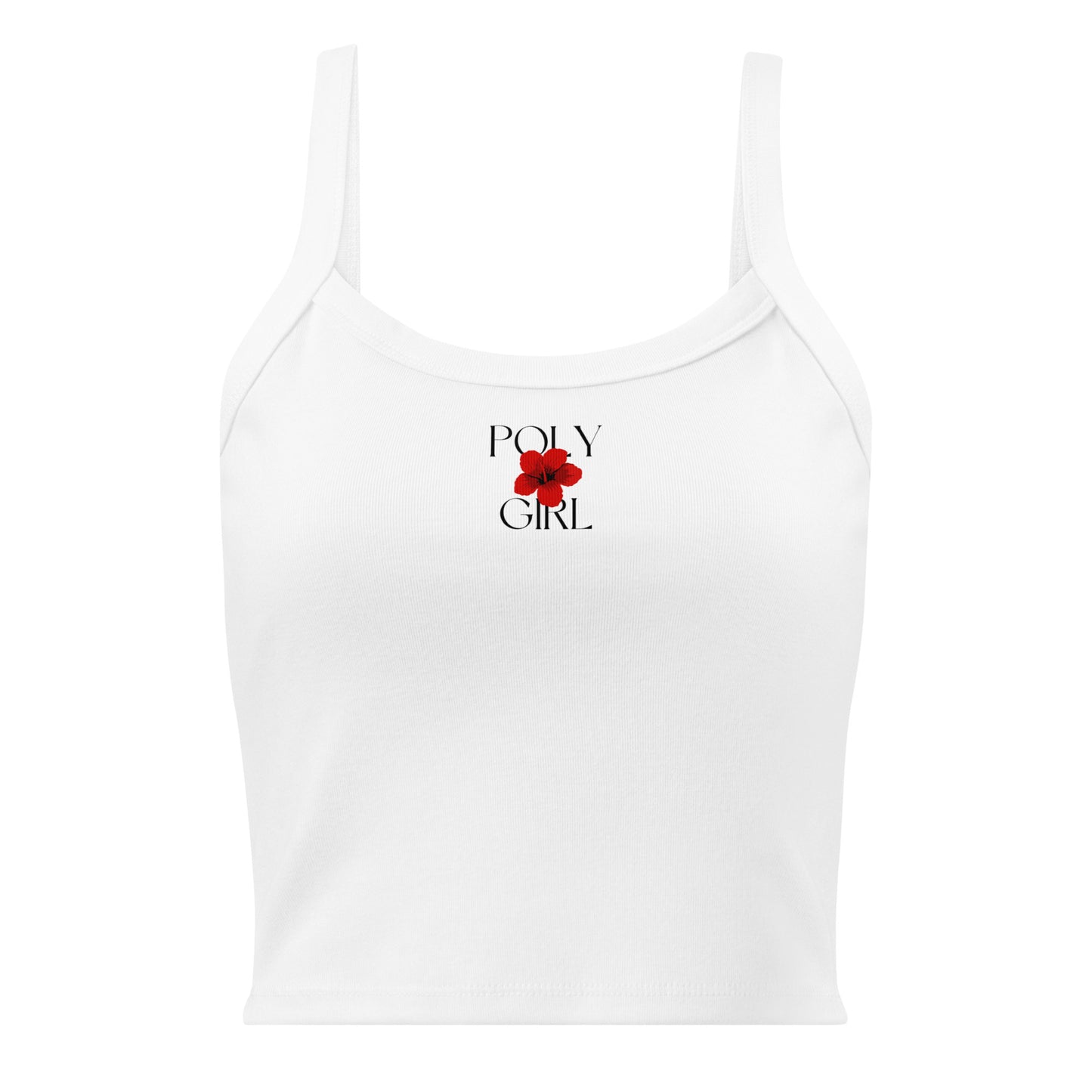 Womens white tank top with Poly Girl logo