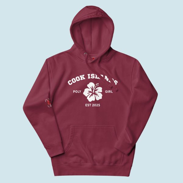 cook-islands-classic-hoodie in maroon and-front