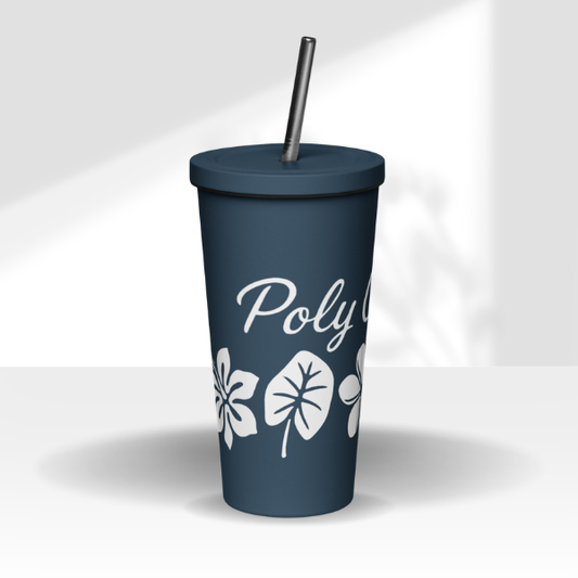Poly Girl insulated tumbler with island floral design