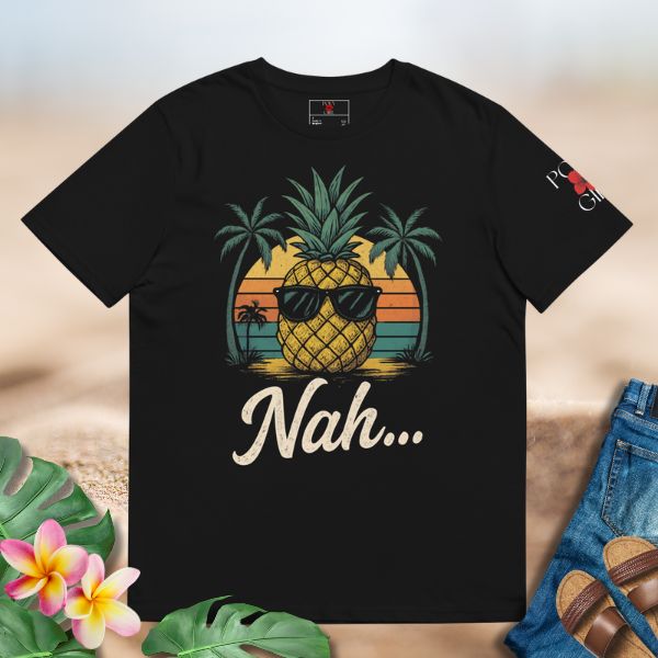 Poly Girl tee with vintage pineapple design and subtle island story.