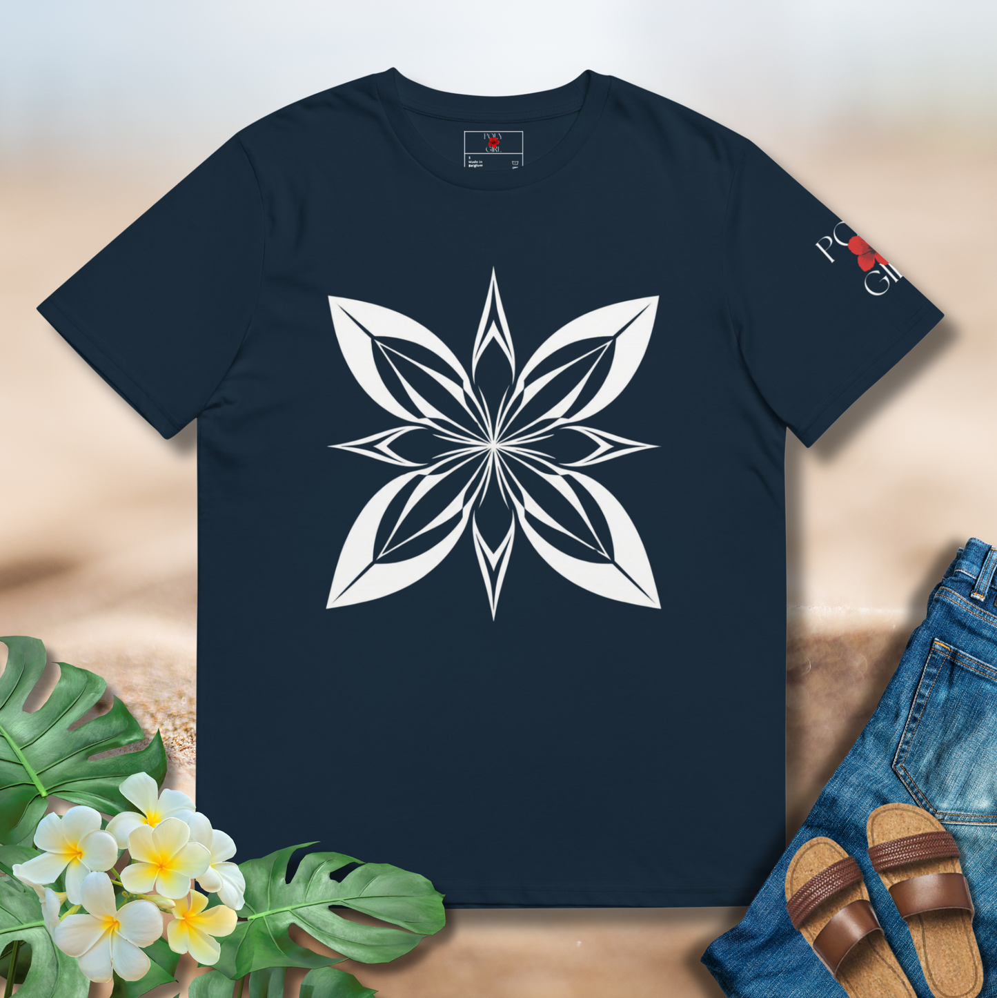 Samoan Siapo Tee white design on navy tee
