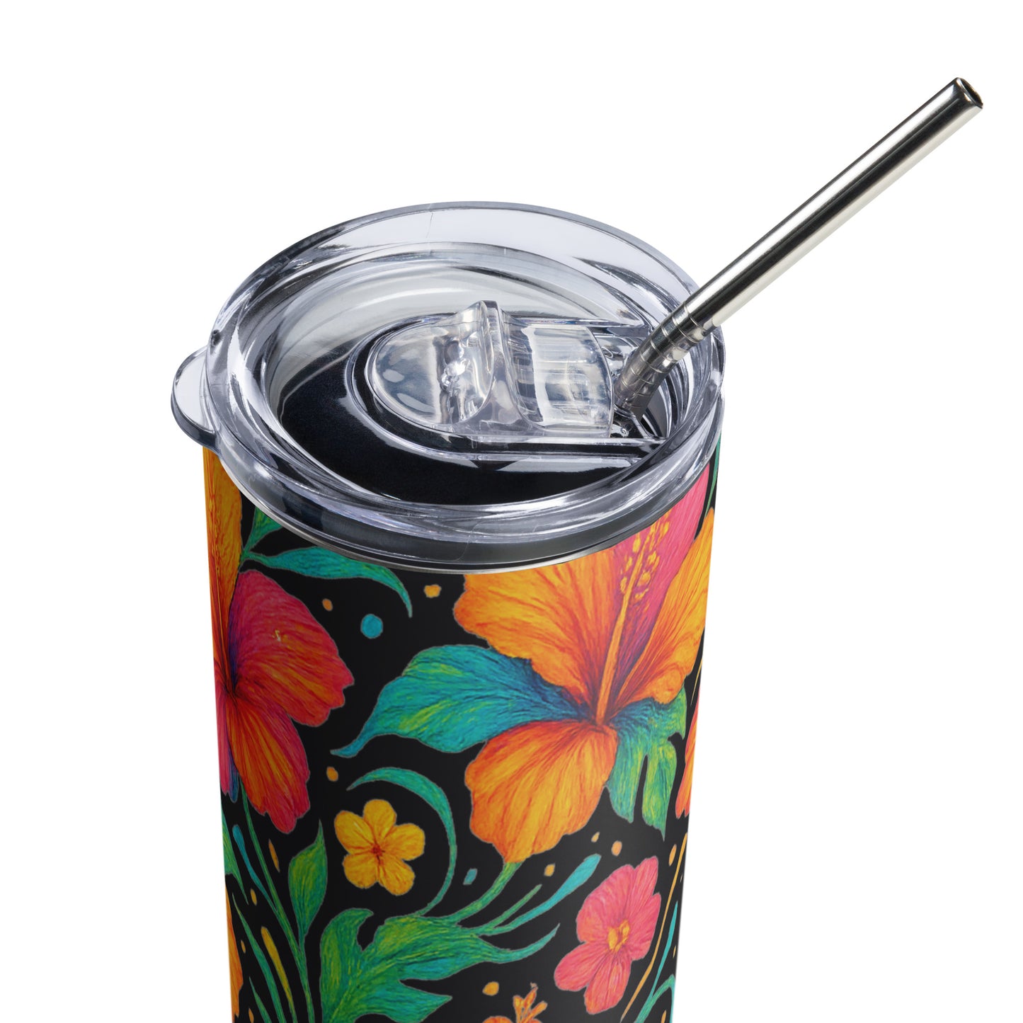 Radiant Hibiscus Stainless Steel Tumbler
