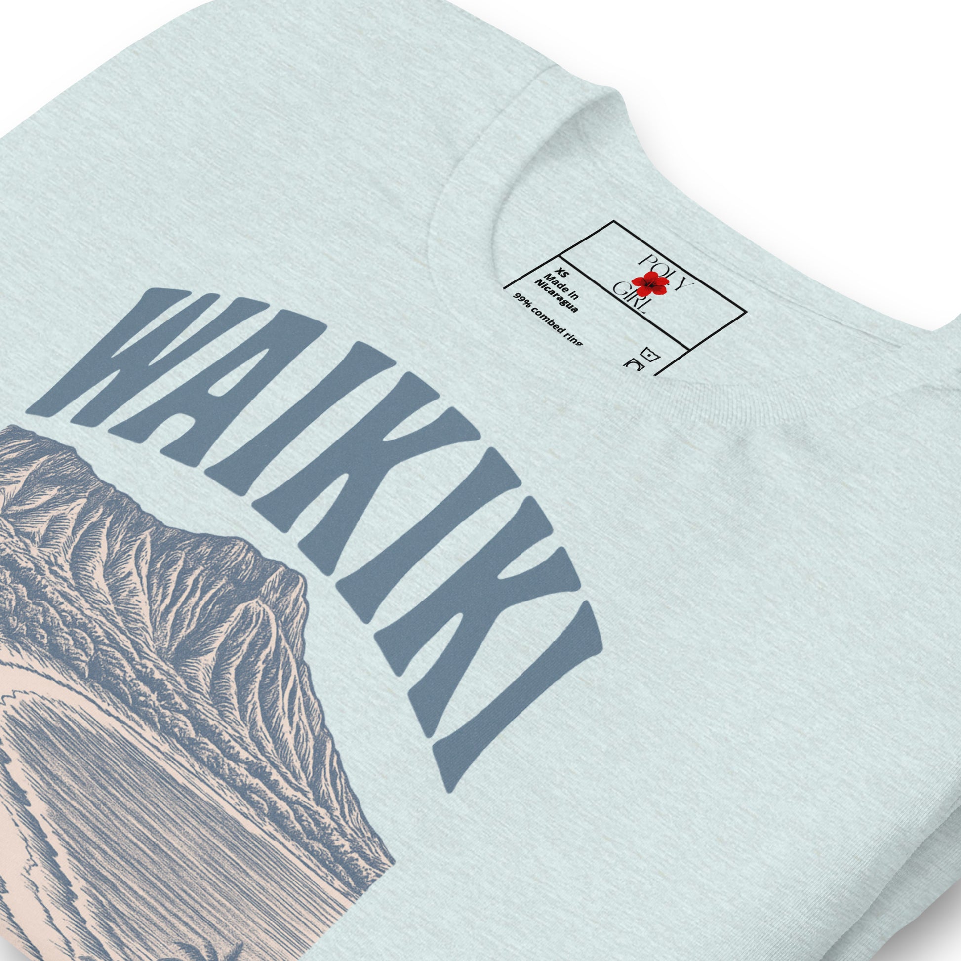 Product mockup of vintage waikiki tshirt